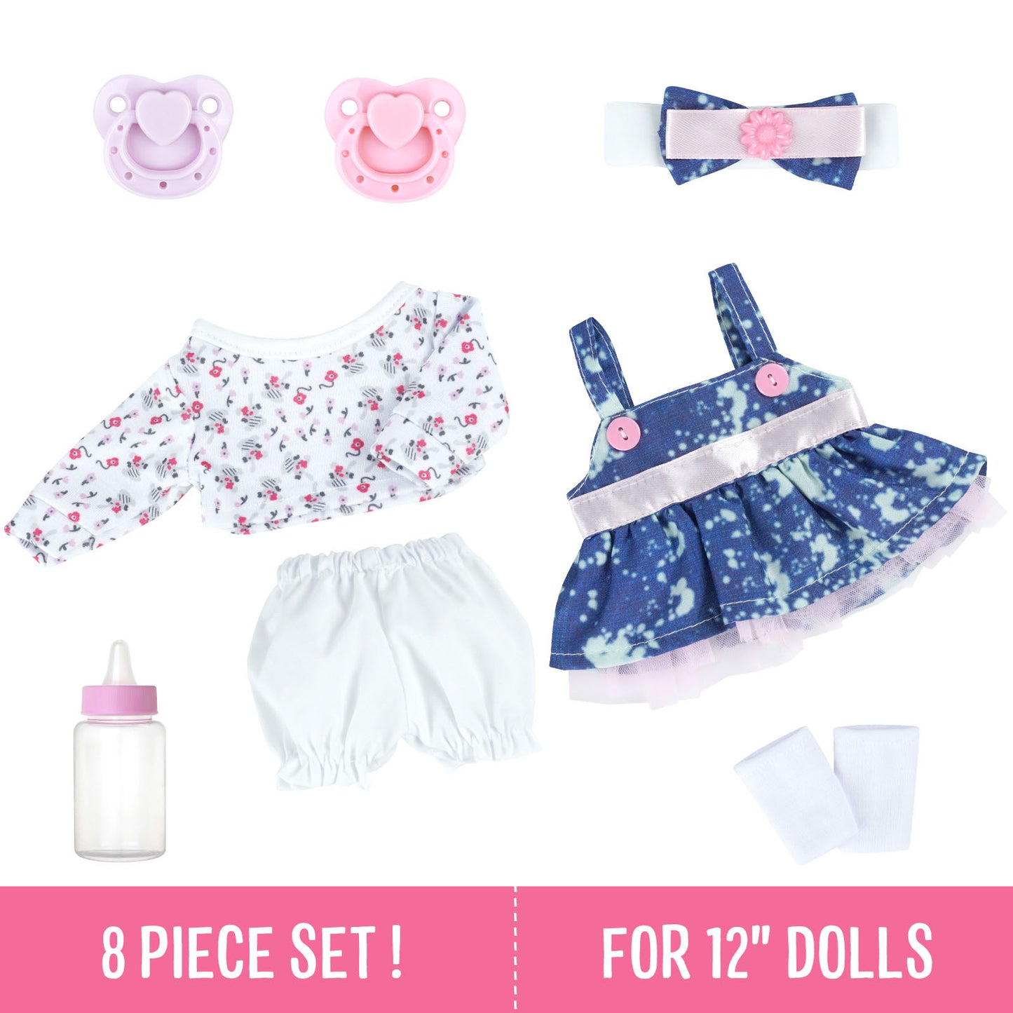 [Suitable for 12'' Girl] Time-Limited Offer! [EXTRA 10% OFF] Adoption Reborn Baby Essentials-8pcs Gift Set B By Dollreborns®