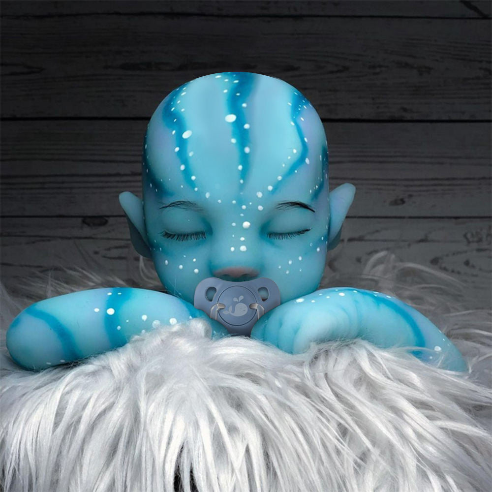 [Lifelike Reborn Blue Reborn Baby]12'' Realistic Silicone Reborn Afra Handmade Fantasy Reborn Blue Reborn Baby Baby Girl or Boy Doll By Dollreborns®