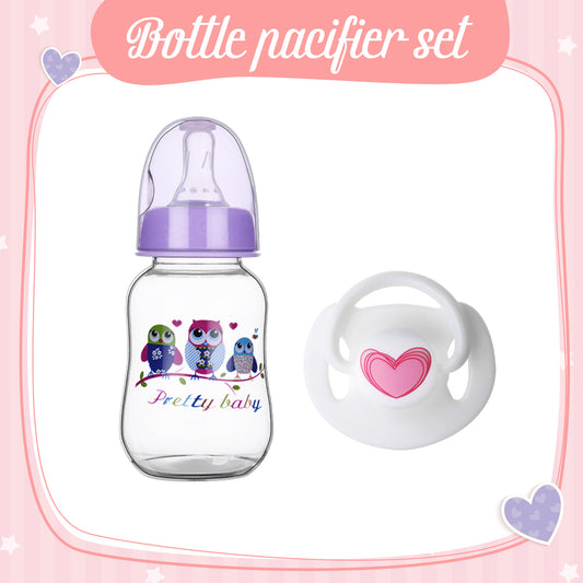 Purple Style Pacifier and Bottle 2 Piece Set Safest Reborn Baby Doll Accessories