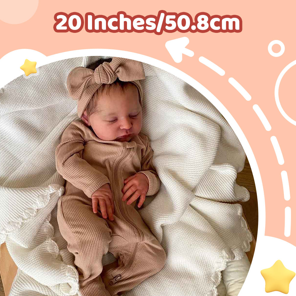 20" Reborn Asleep Baby Girl Simuni Real Lifelike Silicone Vinyl Body Reborn Doll, Looks Really Cute