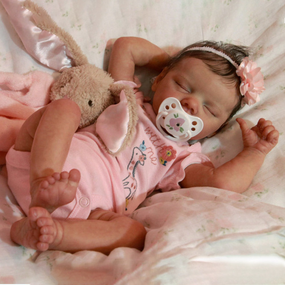 Eyes Blinking BABY! [Heartbeat and Coo] 17" Sweet Sleeping Baby Doll Girl with Rooted-Hair,Best Gift Idea for Kid Birthday Gift