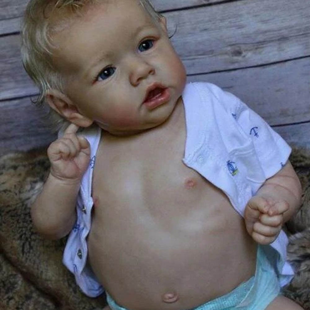 [Reborn Boy] Dollreborns®20'' Realistic Toddler Boy Reborn Baby with Curly Blonde Hair Named Terance With Heartbeat💖 & Sound🔊