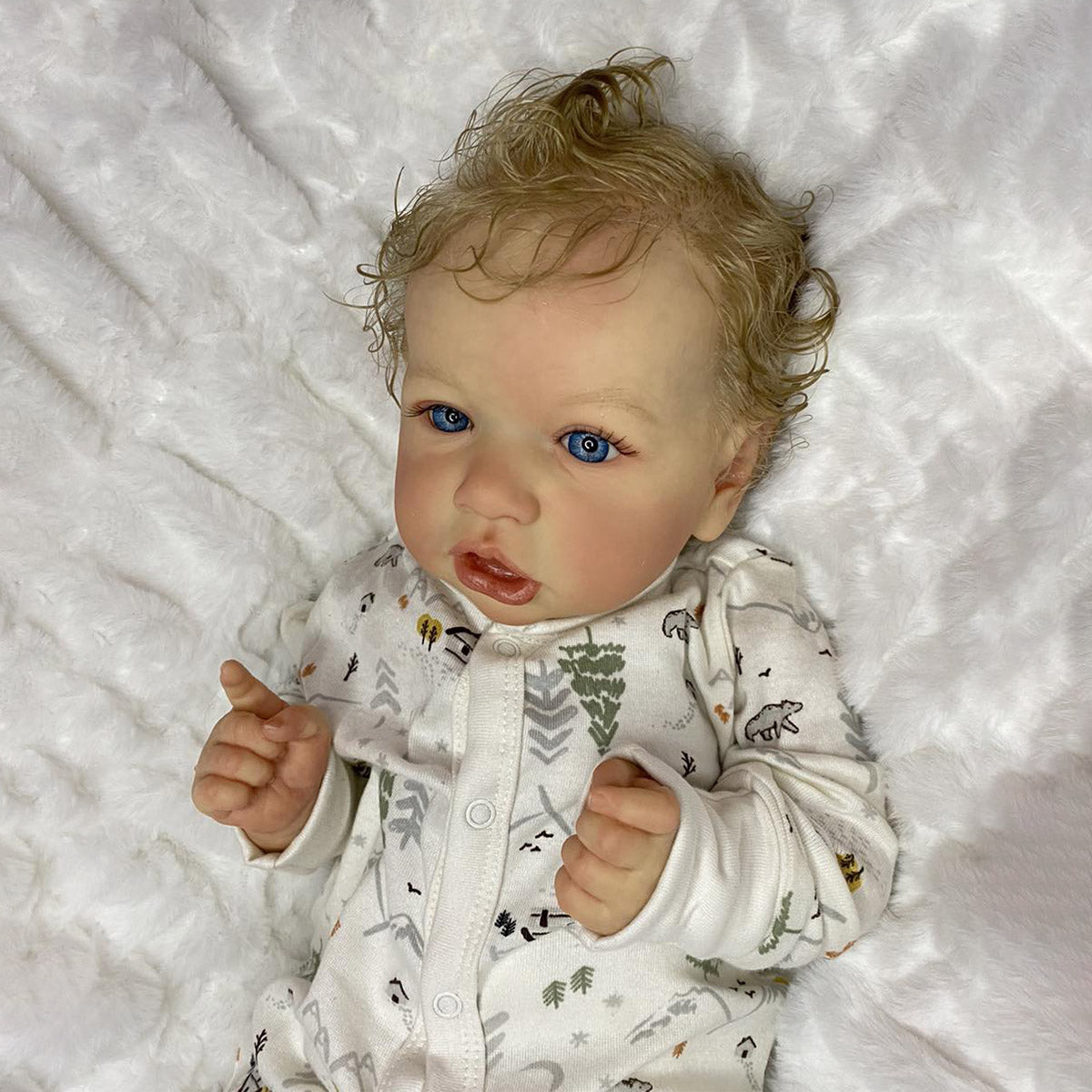 [Surprise Lifelike Doll] 20" Truly Reborn Baby Boy Jessy Open Eyes Toy Doll with Blonde Hair with Heartbeat💖 & Sound🔊