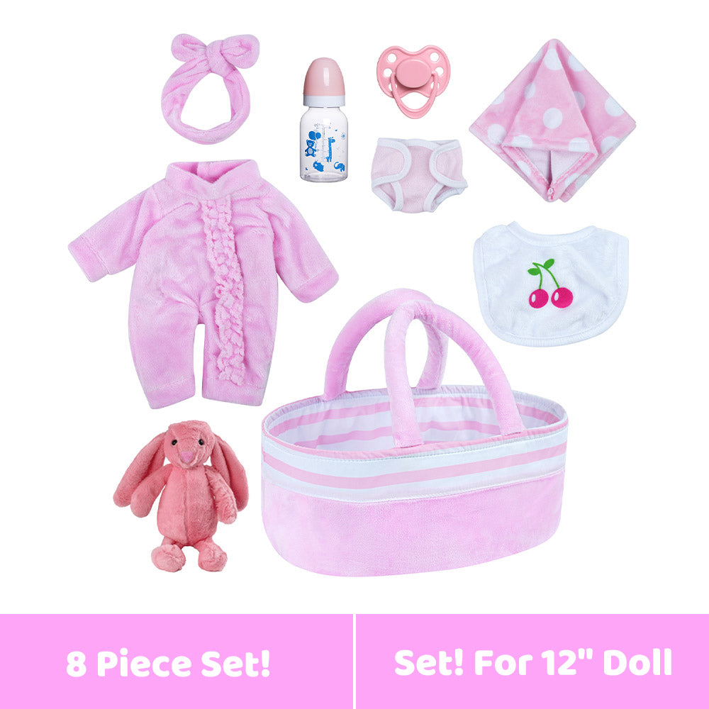 [Suitable for 12'' Girl] Time-Limited Offer! [EXTRA 10% OFF] Adoption Reborn Baby Essentials-8pcs Gift Set By Dollreborns®