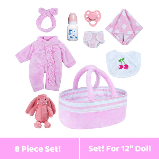 [Suitable for 12'' Girl] Time-Limited Offer! [EXTRA 10% OFF] Adoption Reborn Baby Essentials-8pcs Gift Set By Dollreborns®