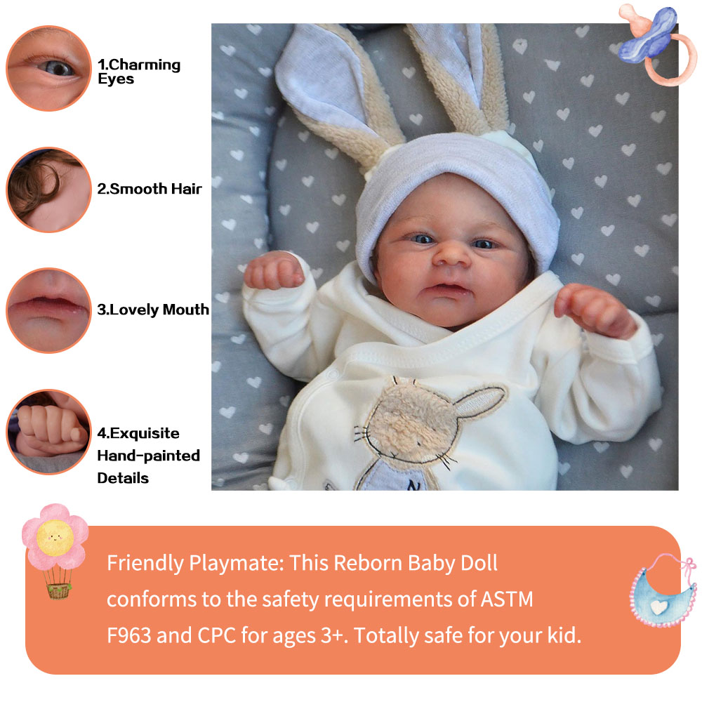 [NEW2024]17.5”Cute Lifelike Reborn Toddler Baby Boy Doll Dylan with Heartbeat Coos and Breath Option