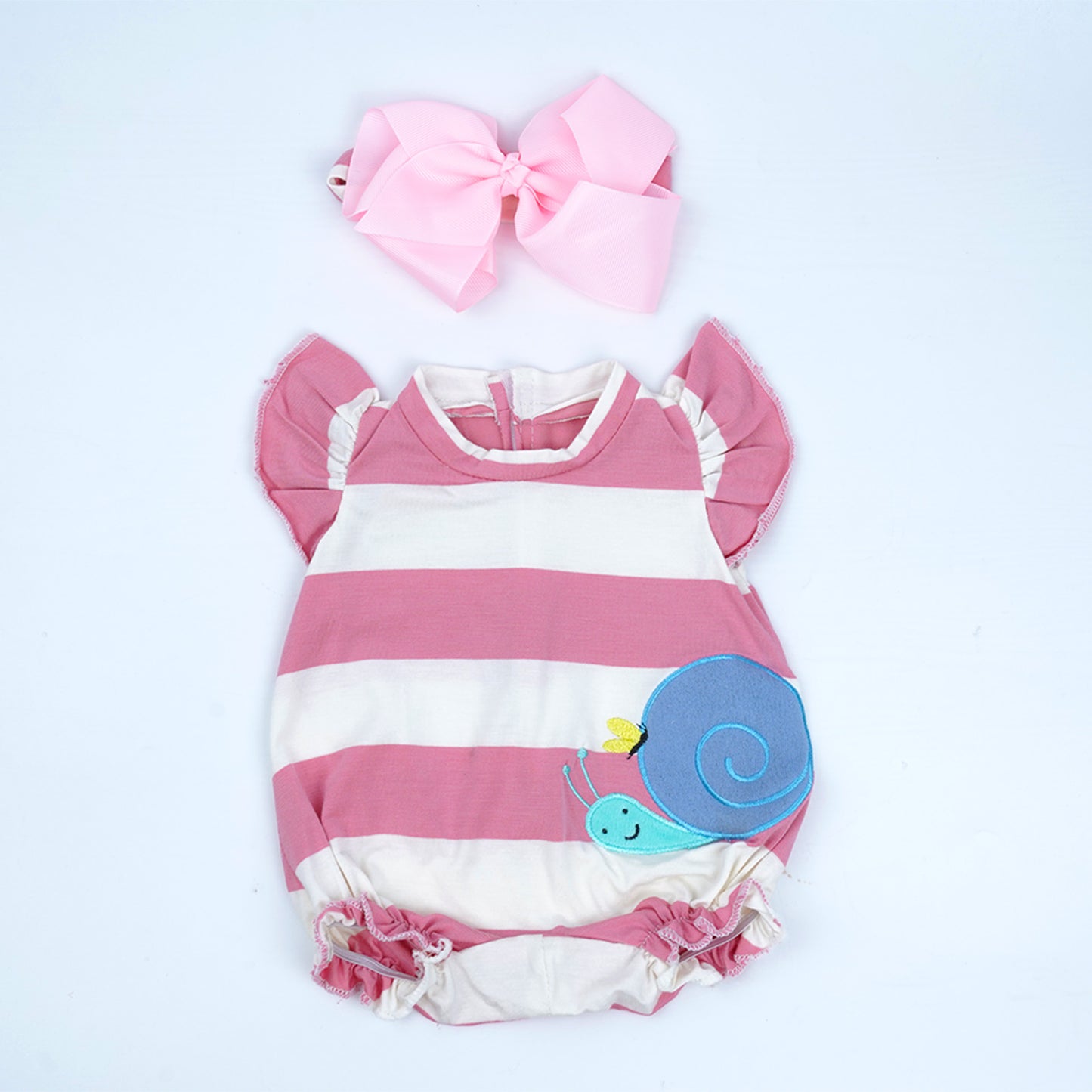 For 17"-20" Reborn Baby Girl Doll Pink Striped Dress Clothing 2-Pieces Set Accessories