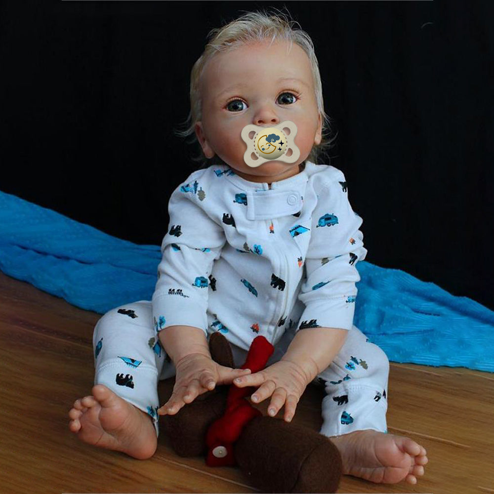 20'' Kids Reborn Lover With Blue Eyes, Lifelike Handmade Soft Body, Weighted Toddler Reborn Baby Boy Fido