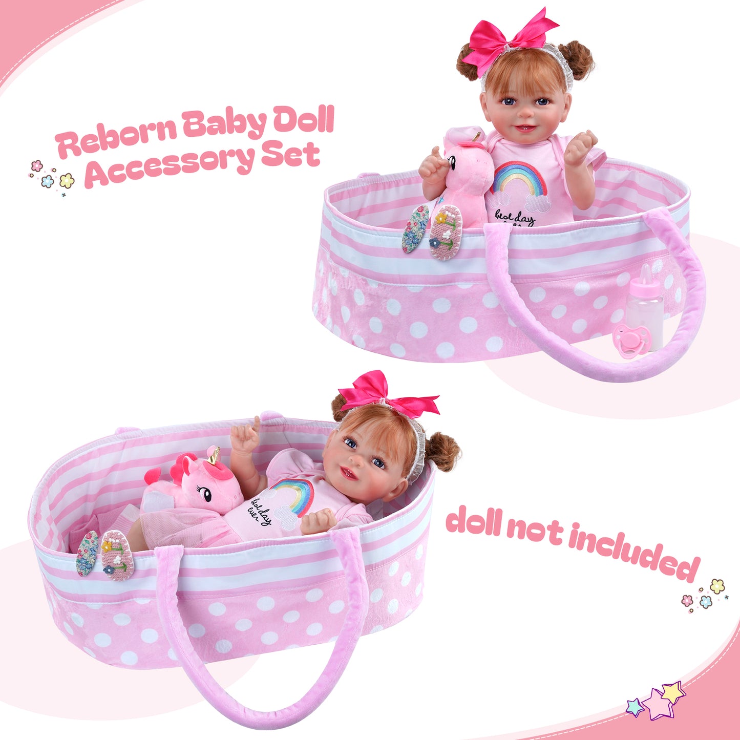 [Suitable for 17"-22'' Girl Dolls] Reborn Baby Essentials-8pcs Set Accessories