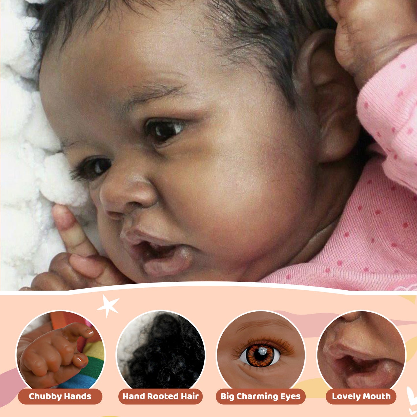 Super Trending12'' Chaya Realistic Sweet Safest Silicone Black African American Baby Doll Girl By Dollreborns®