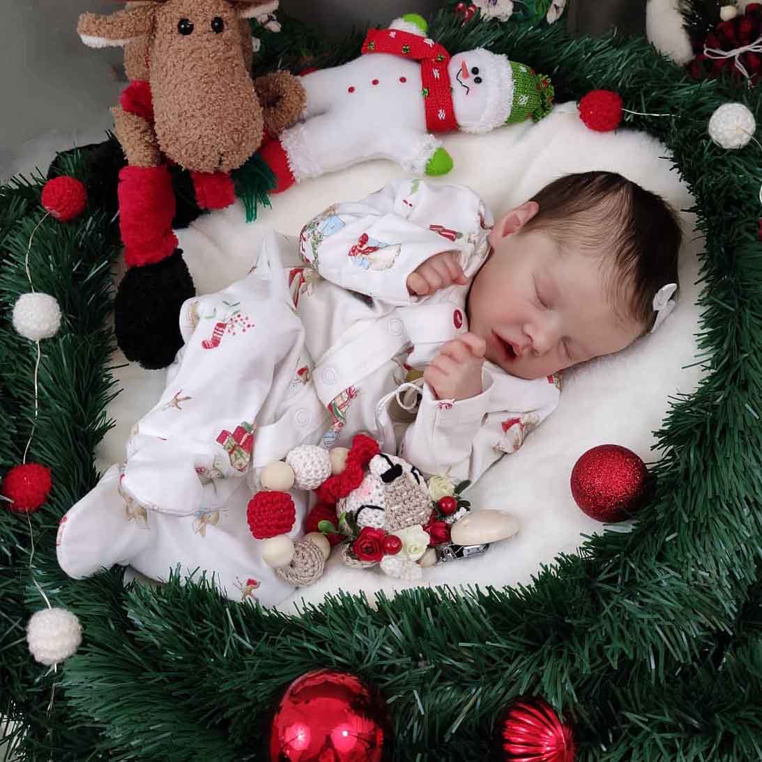 [🎄Holiday Specials]  Real Newborn Reborn Baby Girl Realistic 12'' Eyes Closed Reborn Baby Doll Named Brooklyn