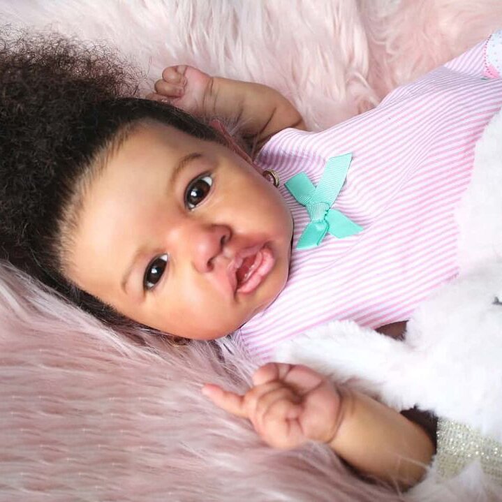 Dollreborns®Realistic African American 12'' Handmade Cruz Cute Newborn Black Reborn Baby Doll Girl