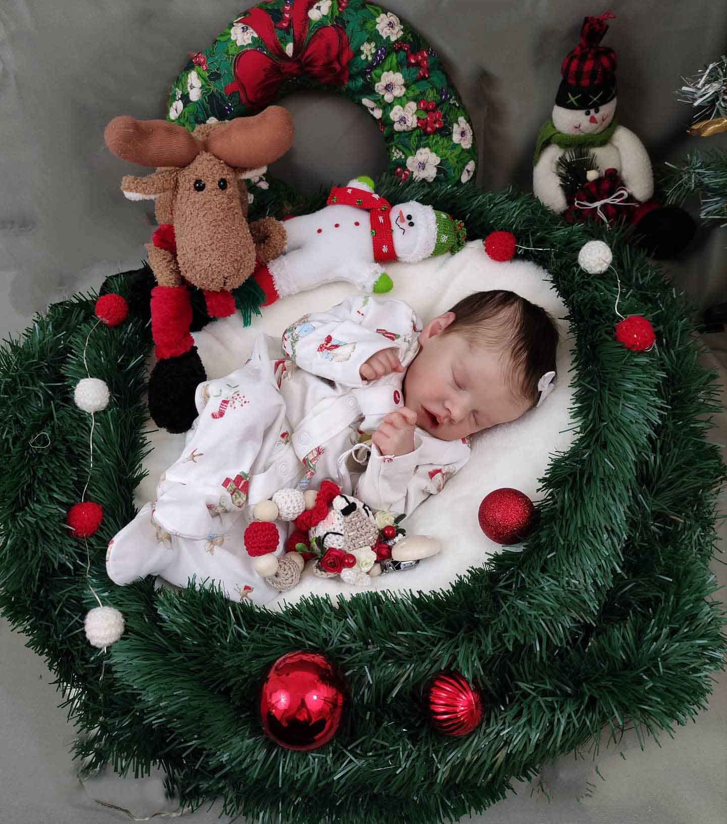 [🎄Holiday Specials]  Real Newborn Reborn Baby Girl Realistic 12'' Eyes Closed Reborn Baby Doll Named Brooklyn