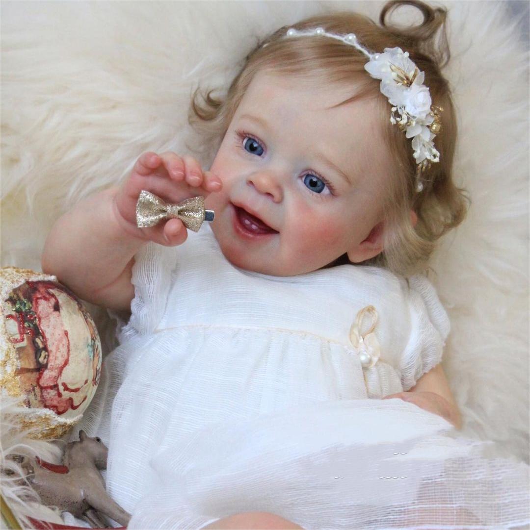 🌟Eyes can Open and Close-2024 New Arrival Function 20" Reborn Baby Doll Girl Hilary with Supple and Lush Blonde Hair& Delicate Reborn Gift Set