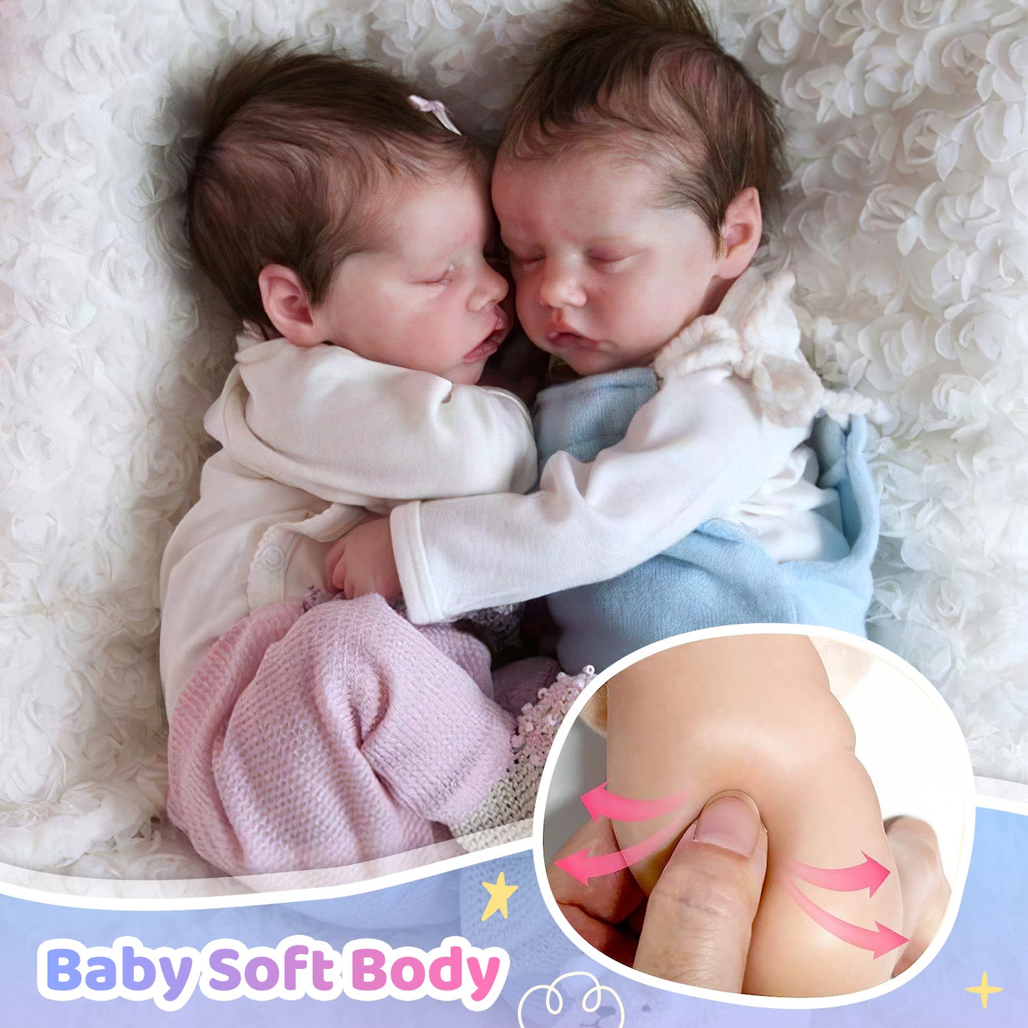 Reborn Twins Boy and Girl 12'' Real Lifelike Baby Sleeping Reborn Doll Full Silicone Newborns Debbie and Deborah by Dollreborns®