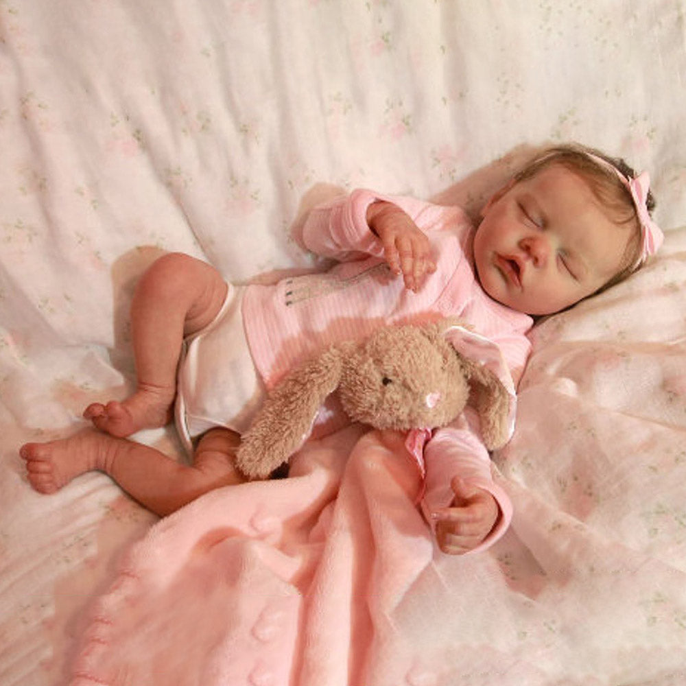 Eyes Blinking BABY! [Heartbeat and Coo] 17" Sweet Sleeping Baby Doll Girl with Rooted-Hair,Best Gift Idea for Kid Birthday Gift