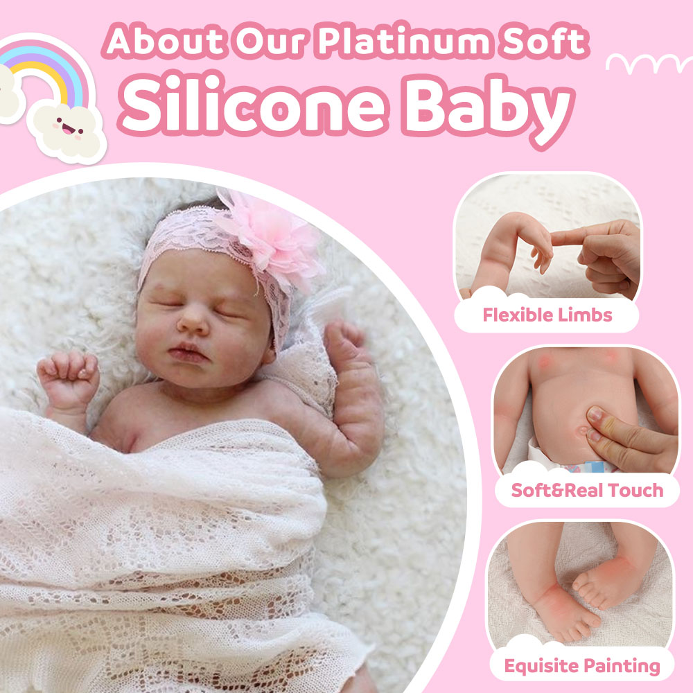 🎀12"&16" Flexible Waterproof Full Solid Silicone Real Baby Feeling Reborn Baby Doll Girl or  Boy Ollie, Sweet Dreamly Baby By Dollreborns®