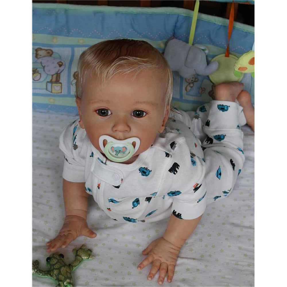 20'' Kids Reborn Lover With Blue Eyes, Lifelike Handmade Soft Body, Weighted Toddler Reborn Baby Boy Fido