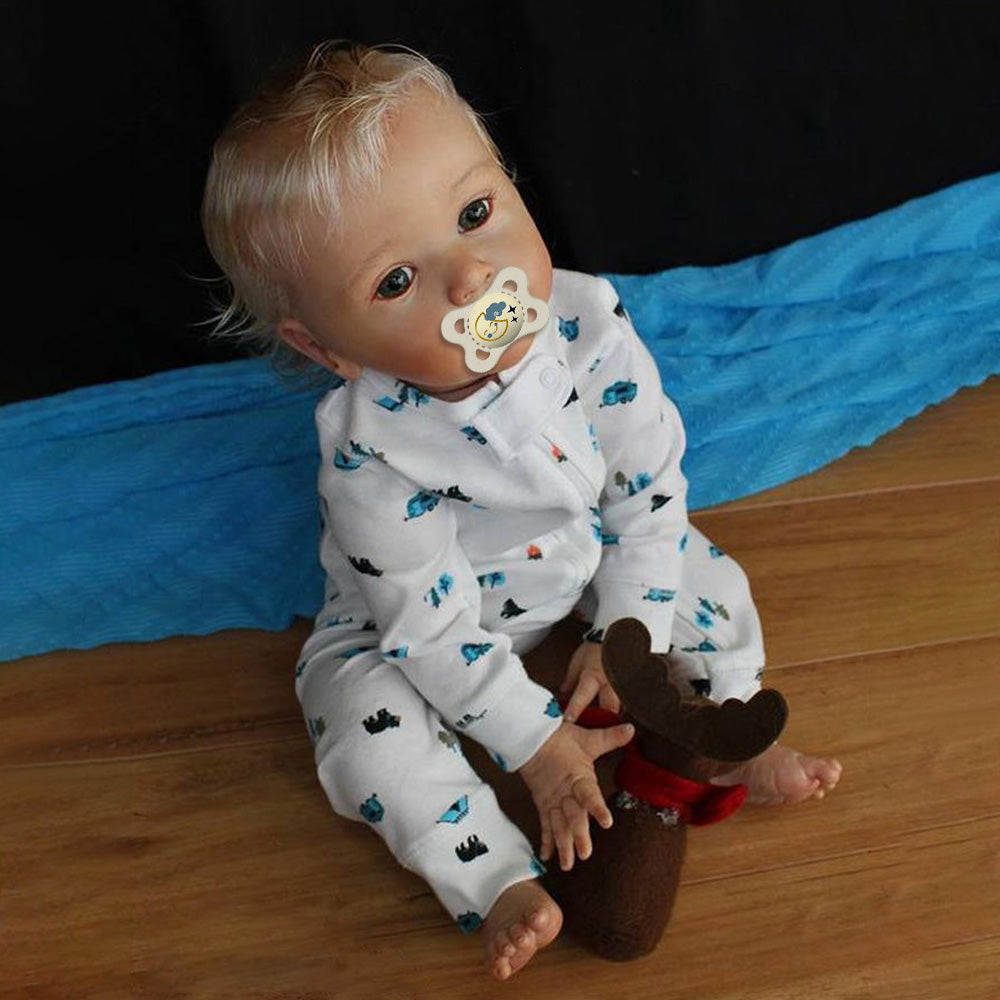 20'' Kids Reborn Lover With Blue Eyes, Lifelike Handmade Soft Body, Weighted Toddler Reborn Baby Boy Fido