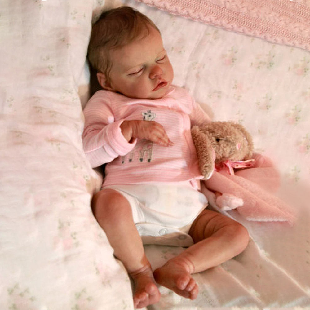 Eyes Blinking BABY! [Heartbeat and Coo] 17" Sweet Sleeping Baby Doll Girl with Rooted-Hair,Best Gift Idea for Kid Birthday Gift