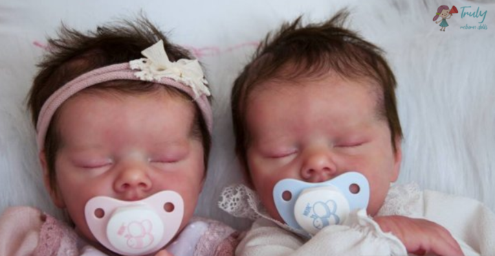 Dollreborns® 12'' SoftTouch Real Lifelike Sweet Sleeping Reborn Twins Boy and Girl Maren and Monica Truly Baby Doll