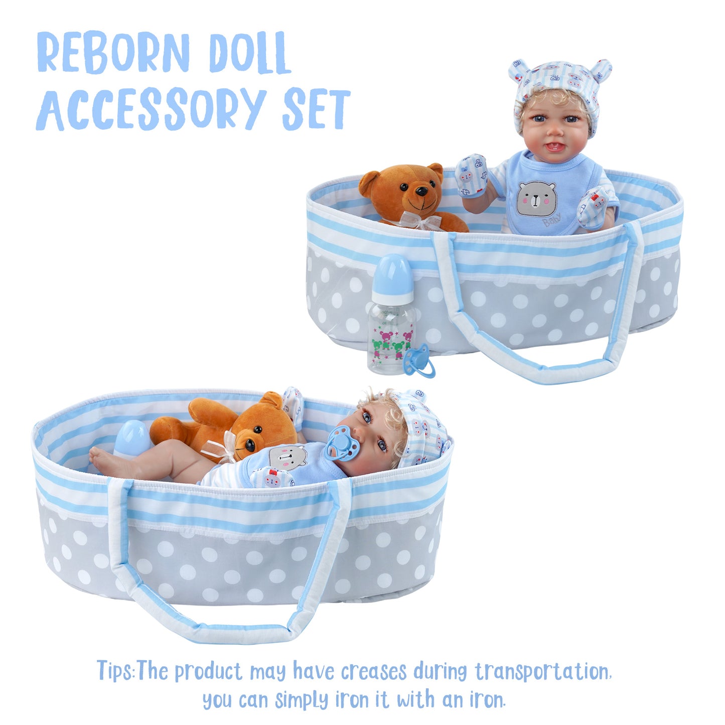 [Suitable for 17"-22'' Boy Dolls] Reborn Baby Essentials-8pcs Set Accessories