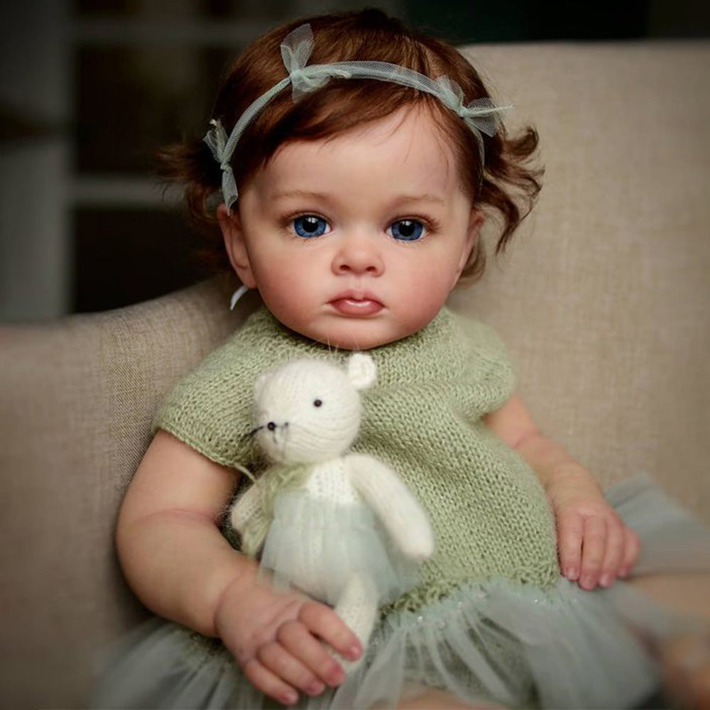 [🆓 Shipping]20" Lifelike Baby Dolls Truly Real Lifelike & Realistic Weighted Toddler Handmade Brown Hair Baby Sunnin