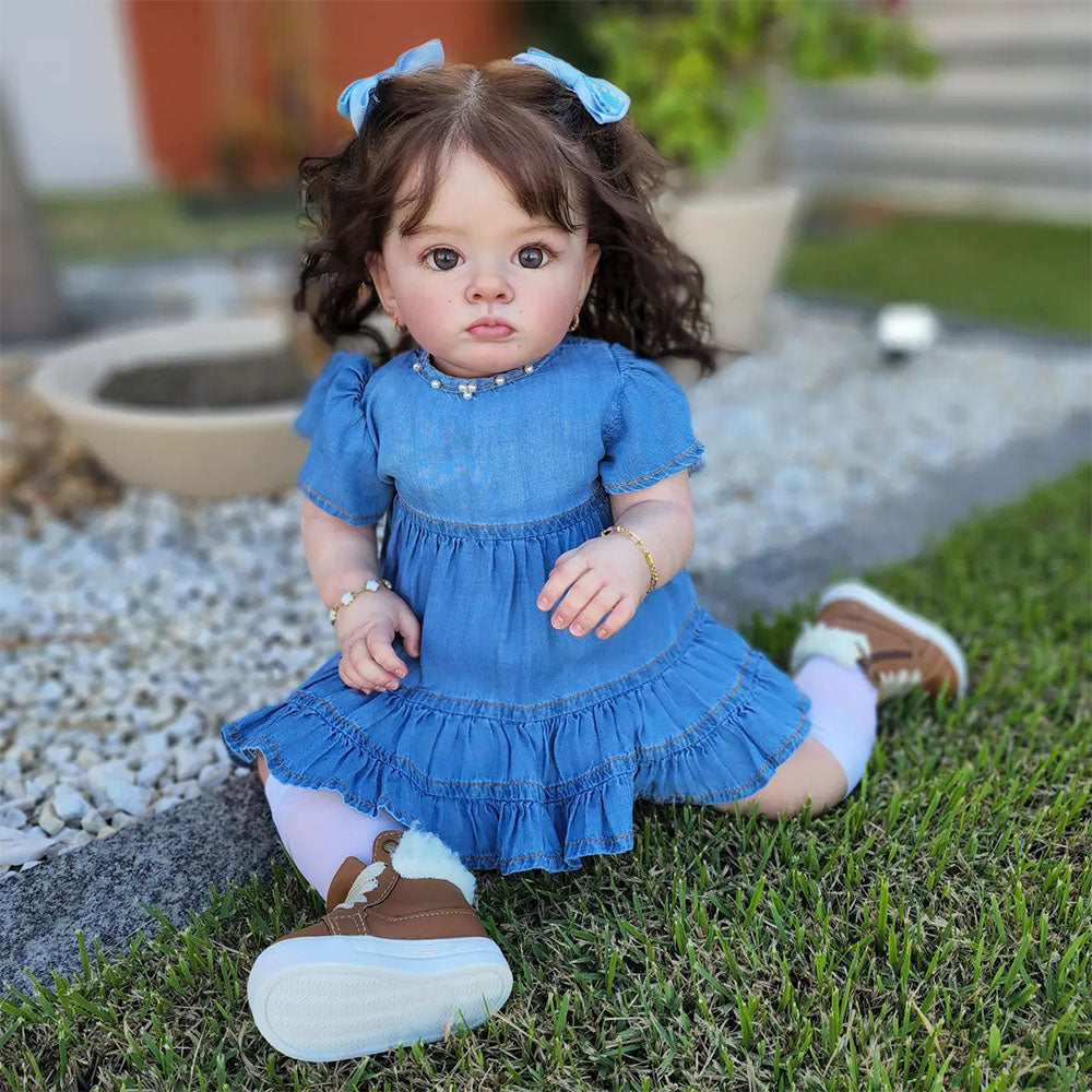 [Special Offer] 20 Inches Roxanne Realistic Reborn Baby Toddler Doll Girl with Brown Hair Best Gift Ideas