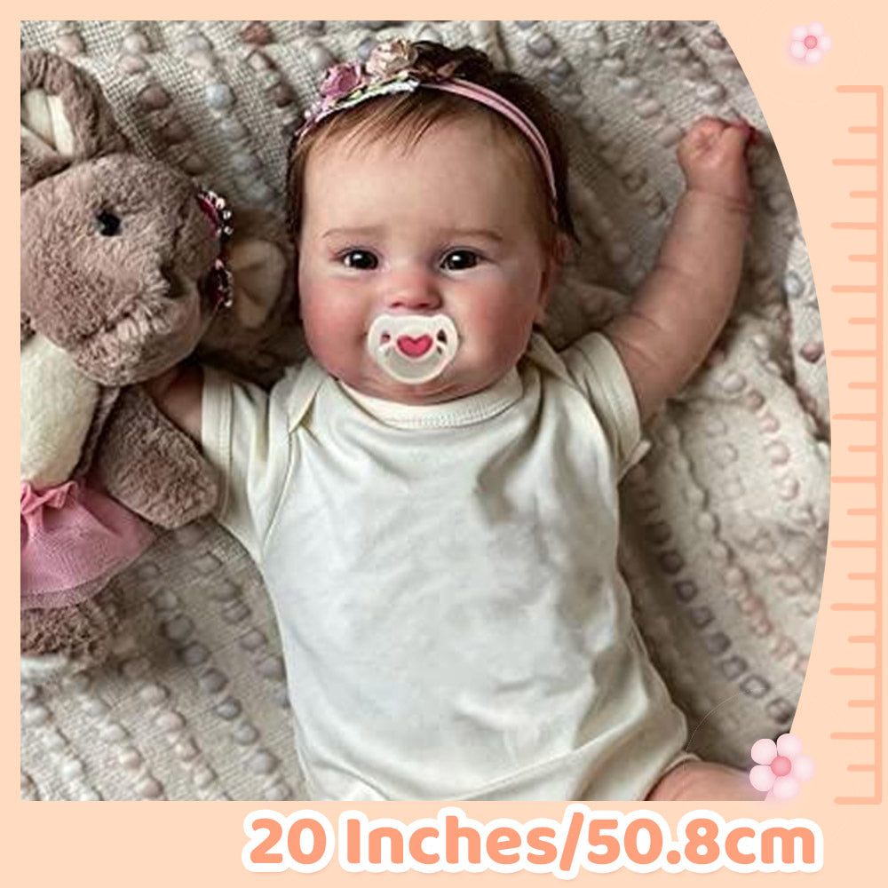 [Heartbeat💖 & Sound🔊] 20" Handmade Reborn Baby Open Eyes Doll Reborn Baby Toddlers Girl Etema with Brown Hair