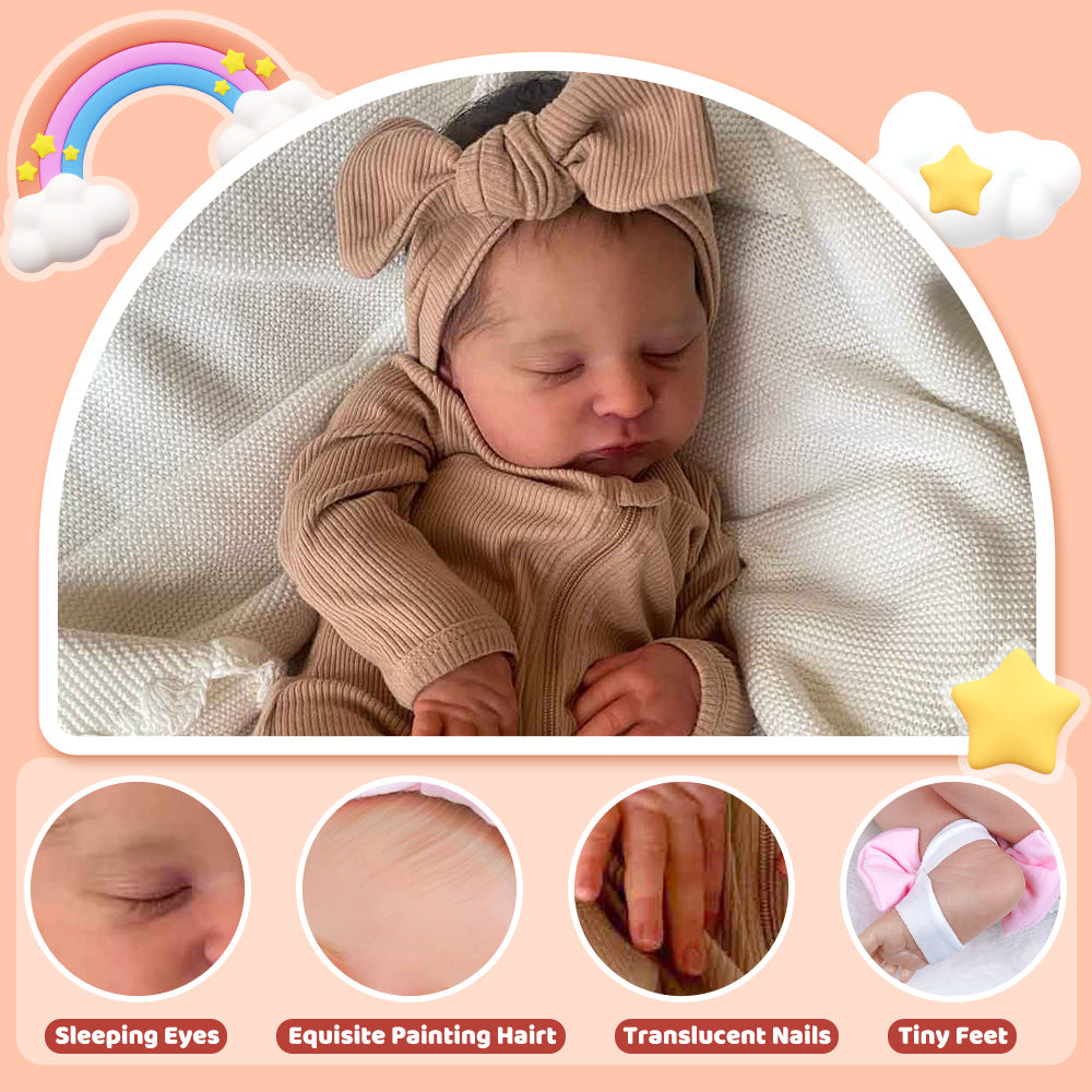 20" Reborn Asleep Baby Girl Simuni Real Lifelike Silicone Vinyl Body Reborn Doll, Looks Really Cute