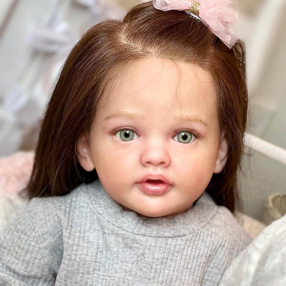 22” Adorable Simulation Lifelike Toddler Silicone Vinyl Material Reborn Baby Doll Named Carlin