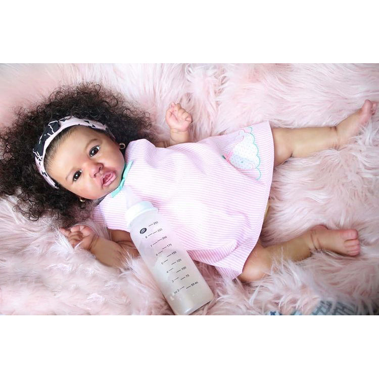 Dollreborns®Realistic African American 12'' Handmade Cruz Cute Newborn Black Reborn Baby Doll Girl