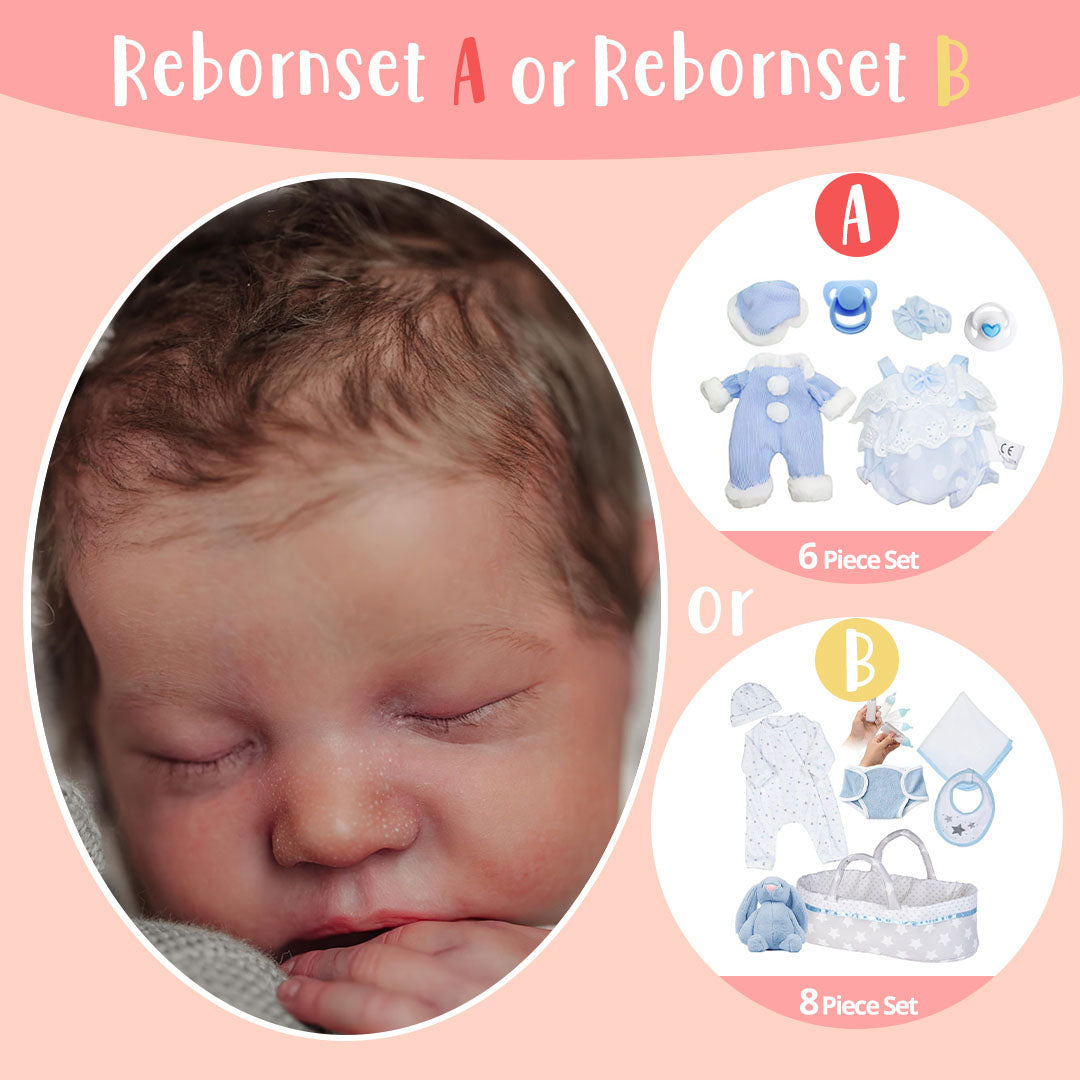 Reborn Baby Boys Doll 12'' Realistic Simulation Handsome Asleep Newborn Baby Moses 2024