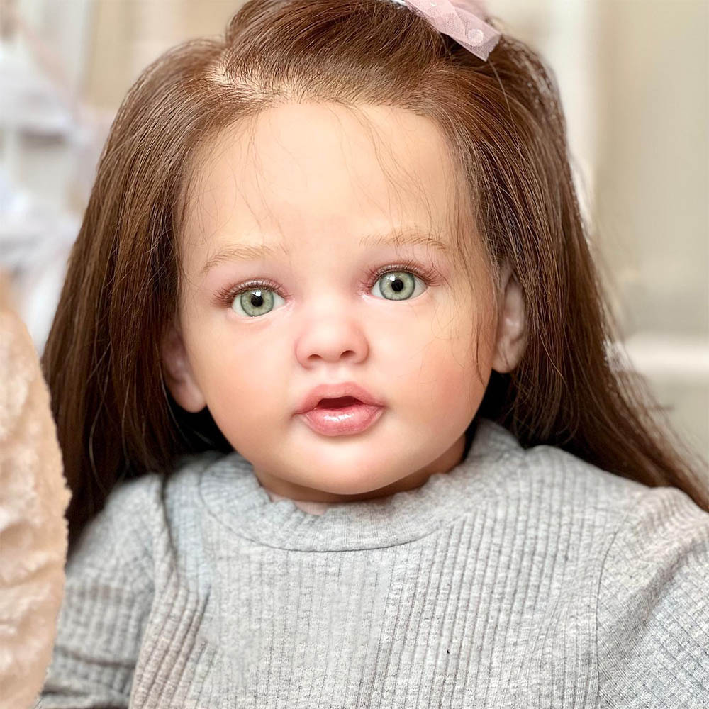 22” Adorable Simulation Lifelike Toddler Silicone Vinyl Material Reborn Baby Doll Named Carlin