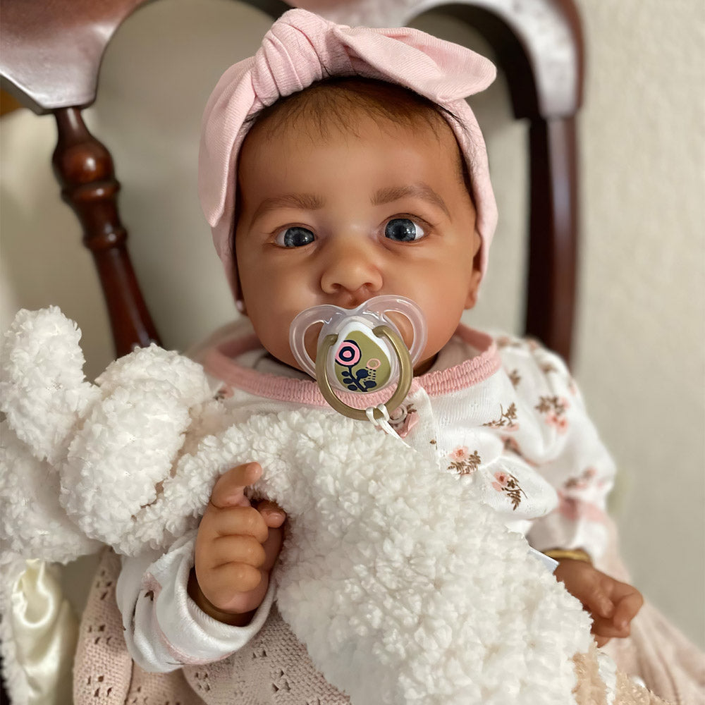 Black Newborns 12'' Curly Hair Realistic Silicone African American Reborn Baby Girl Dolls Natasha