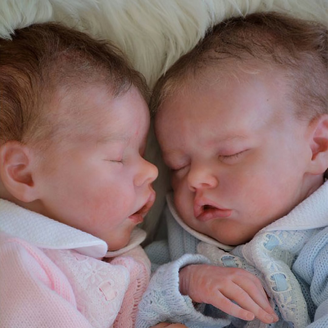 [New Twins Boy and Girl ] 12'' Adorable Asleep Twins Charu and Deepa Cute Realistic Real Lifelike Soft Newborn Reborn Baby Dolls By Dollreborns®