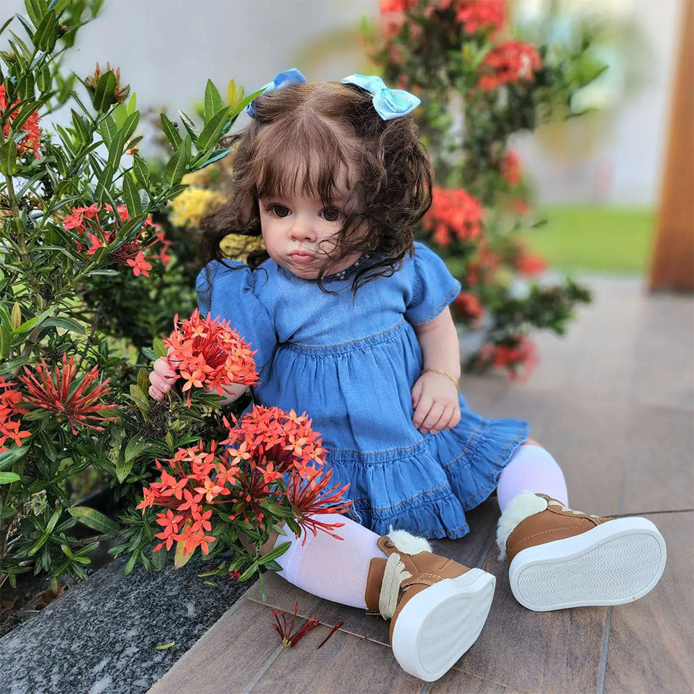 [Special Offer] 20 Inches Roxanne Realistic Reborn Baby Toddler Doll Girl with Brown Hair Best Gift Ideas