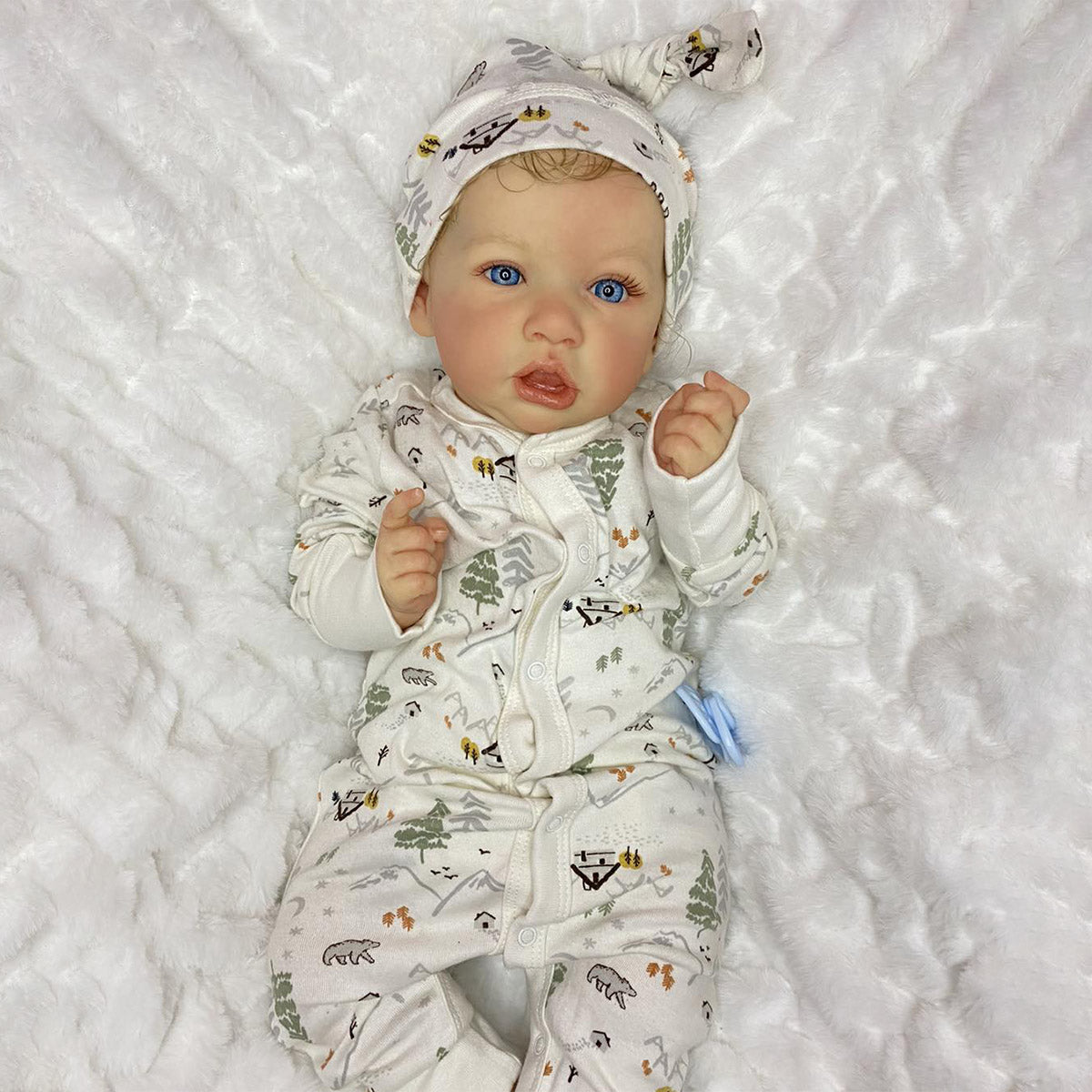 [Surprise Lifelike Doll] 20" Truly Reborn Baby Boy Jessy Open Eyes Toy Doll with Blonde Hair with Heartbeat💖 & Sound🔊