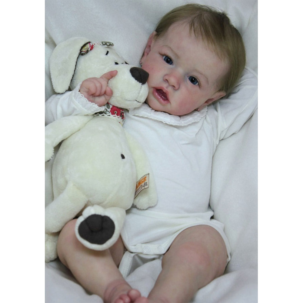 Real Newborn Reborn Baby Girl Realistic 12'' Eyes Open Reborn Baby Doll with Rooted Hair Florence