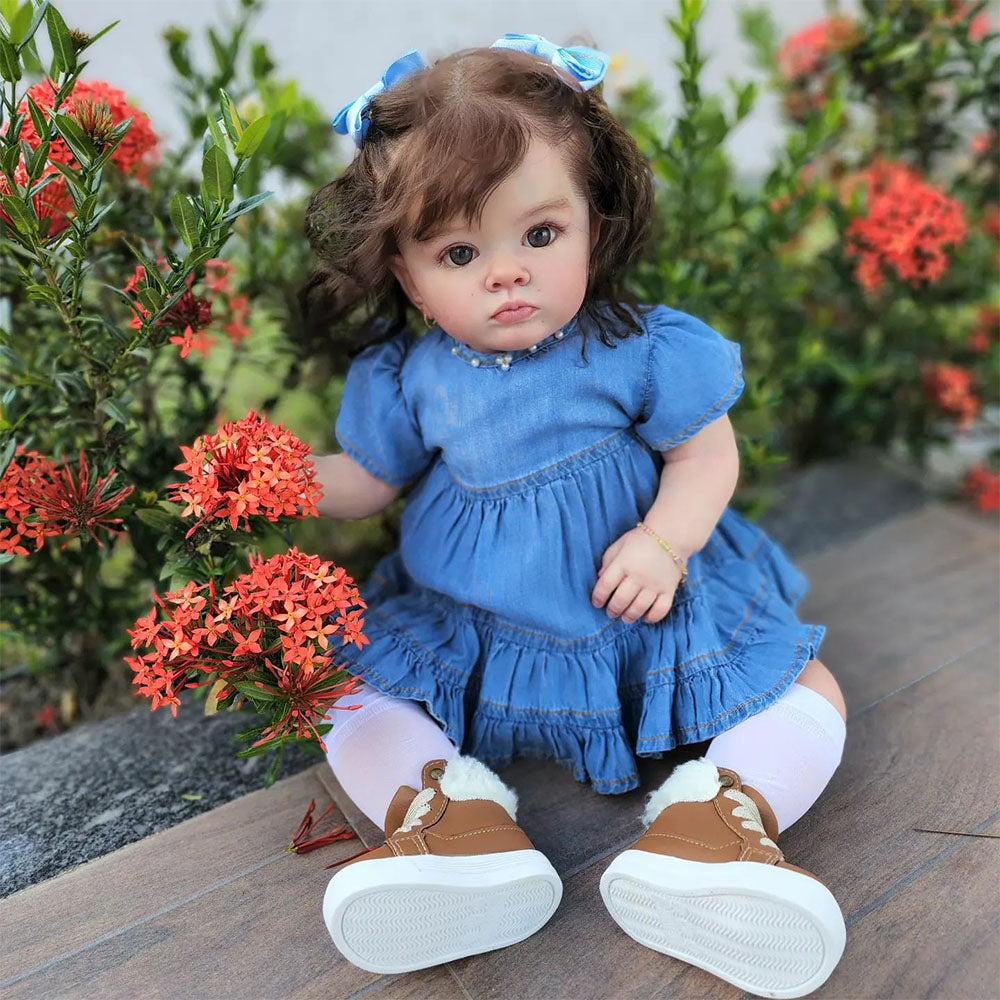 [Special Offer] 20 Inches Roxanne Realistic Reborn Baby Toddler Doll Girl with Brown Hair Best Gift Ideas