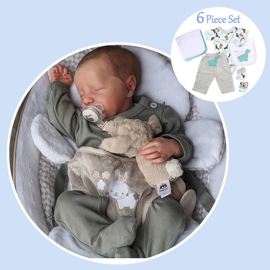 [Asleep Boy] 20 '' Lifelike Nateka Full Silicone Reborn Baby For Girl with Heartbeat & Sound By Dollreborns®