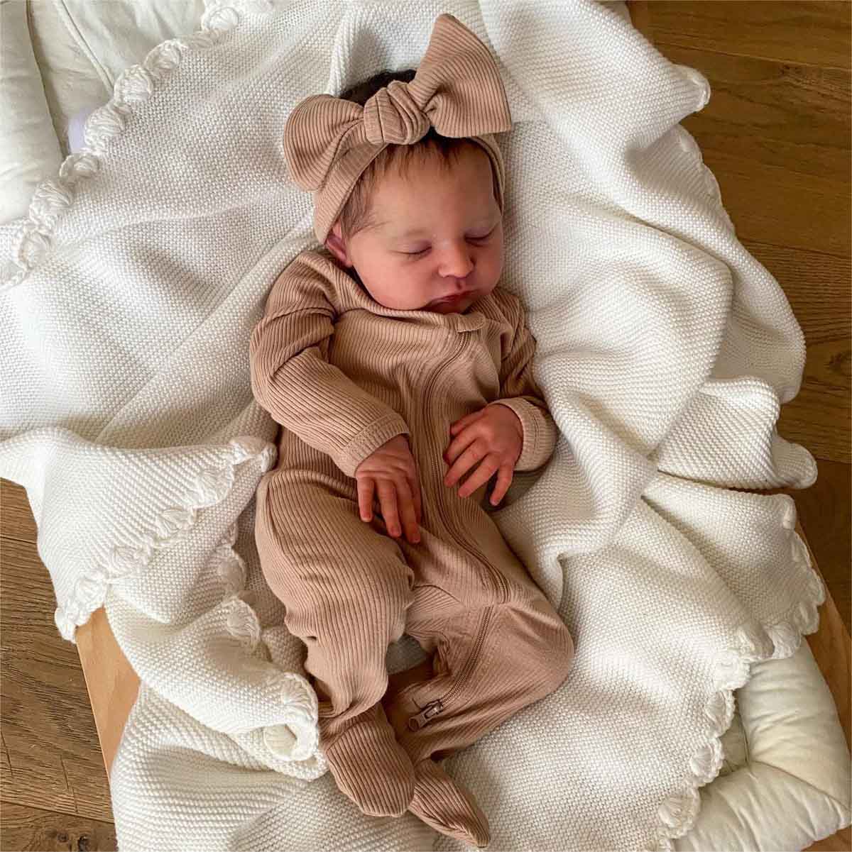 20" Reborn Asleep Baby Girl Simuni Real Lifelike Silicone Vinyl Body Reborn Doll, Looks Really Cute