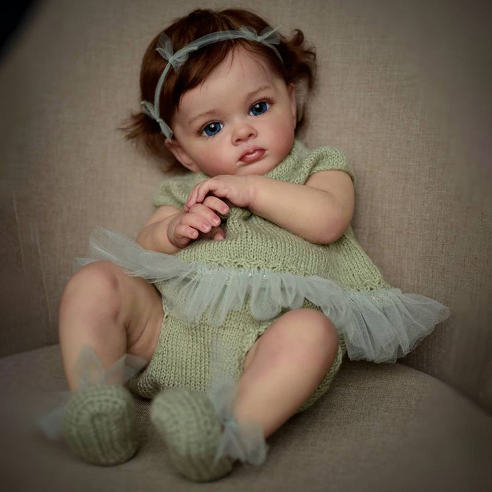 [🆓 Shipping]20" Lifelike Baby Dolls Truly Real Lifelike & Realistic Weighted Toddler Handmade Brown Hair Baby Sunnin