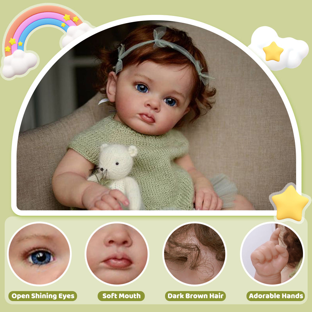 [🆓 Shipping]20" Lifelike Baby Dolls Truly Real Lifelike & Realistic Weighted Toddler Handmade Brown Hair Baby Sunnin