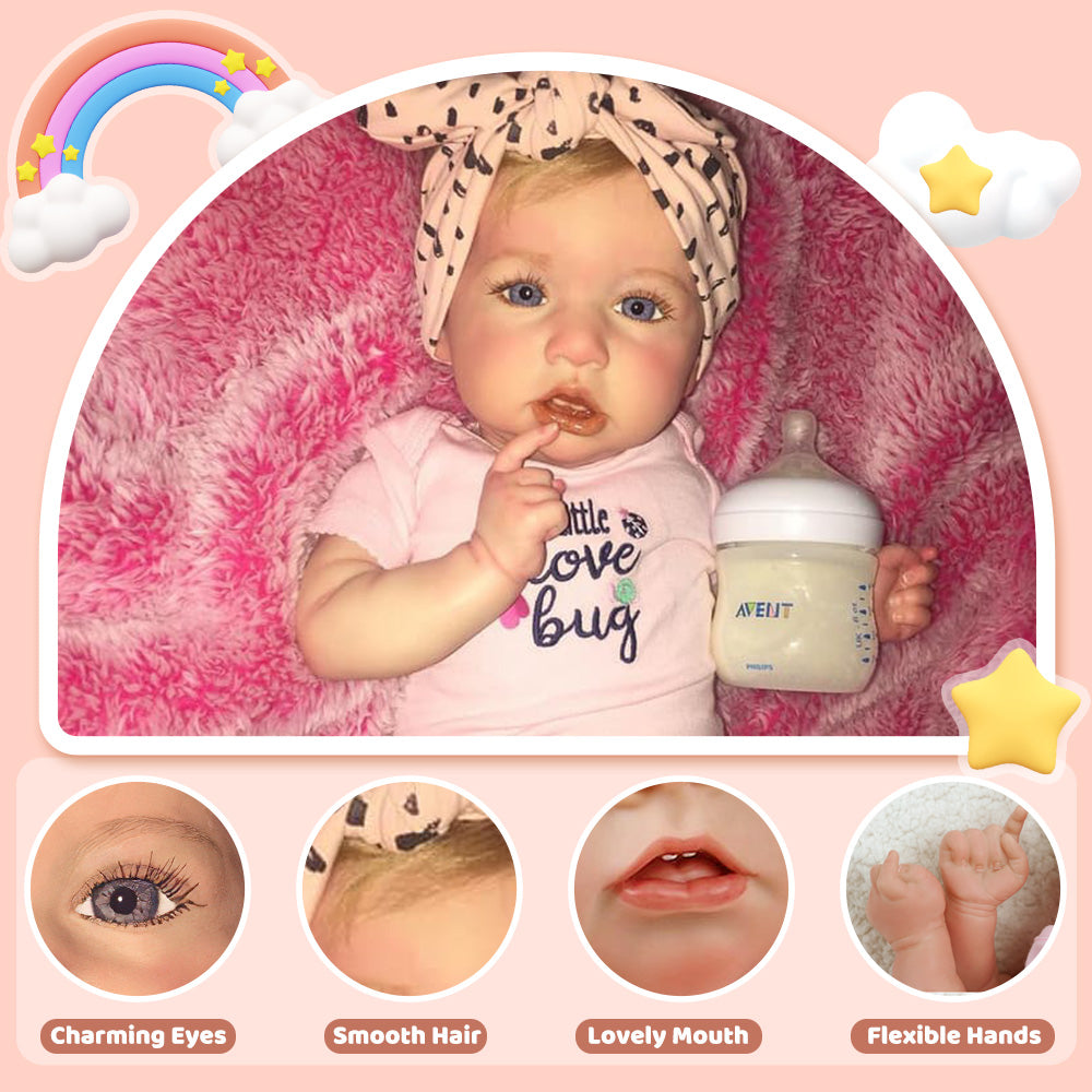 20'' Touch Real Reborn Baby Doll Girl Blanco with Coos and ''Heartbeat'' By Dollreborns®