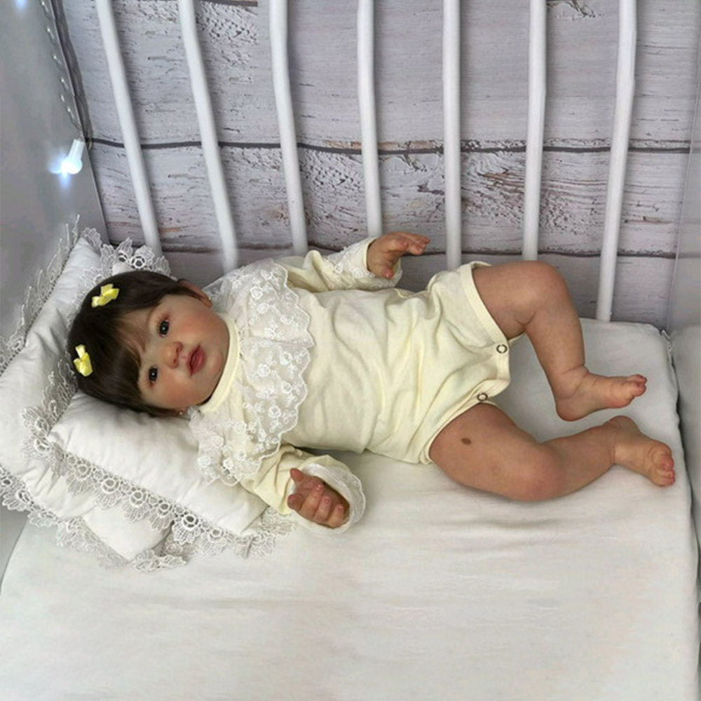 New 20'' Adorable Caucasian Girl Baby Doll Agula Reborn Cloth Body Baby Doll