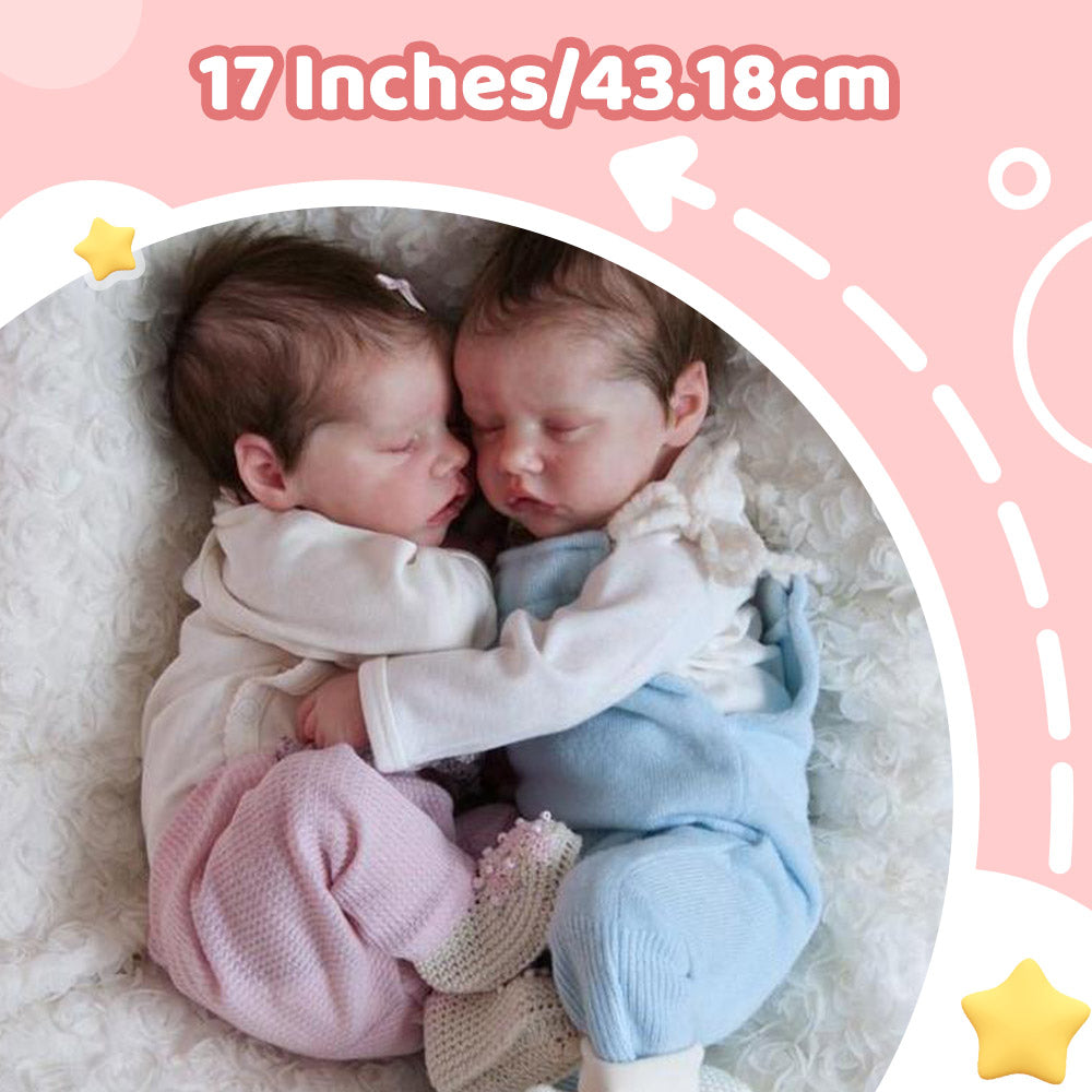 Dollreborns® 17'' Real Lifelike Twins Boy and Girl Debbie and Deborah Sleeping Dreams Reborn Toddlers Baby Doll