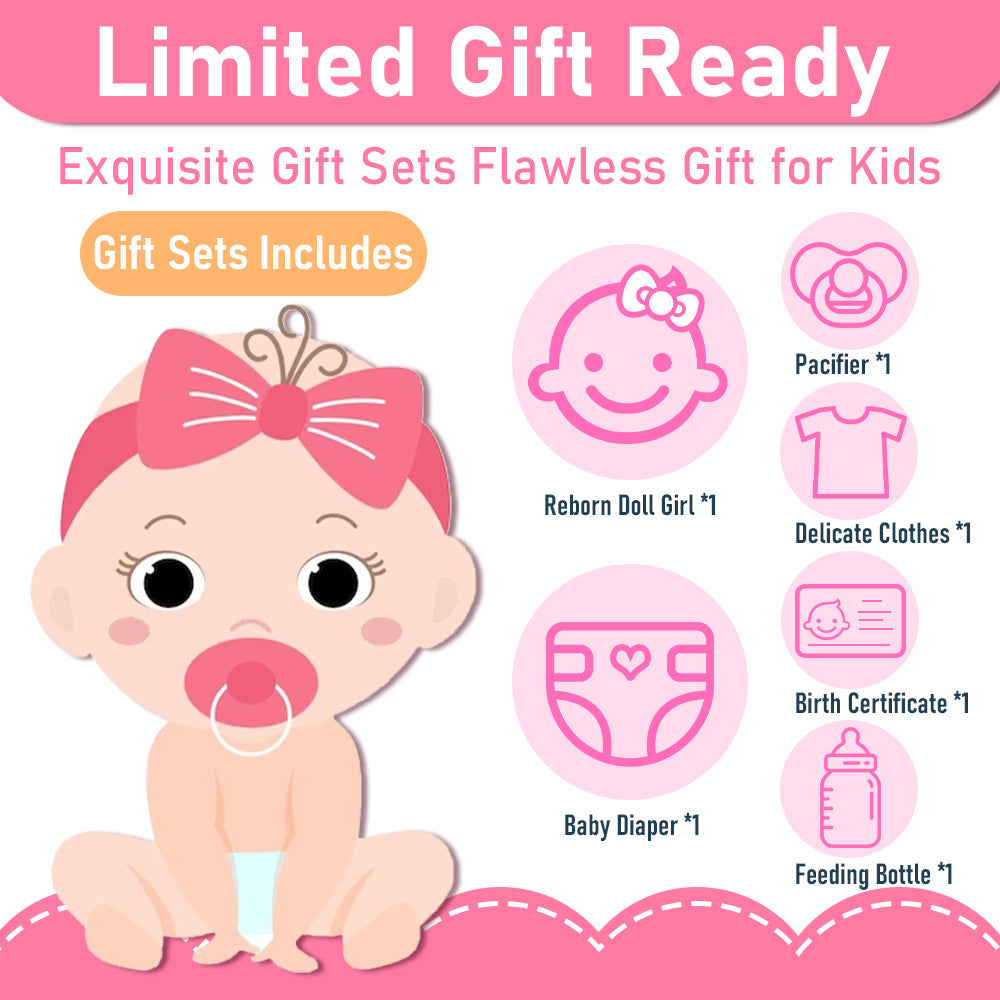 Eyes Blinking BABY! [Heartbeat and Coo] 17" Sweet Sleeping Baby Doll Girl with Rooted-Hair,Best Gift Idea for Kid Birthday Gift