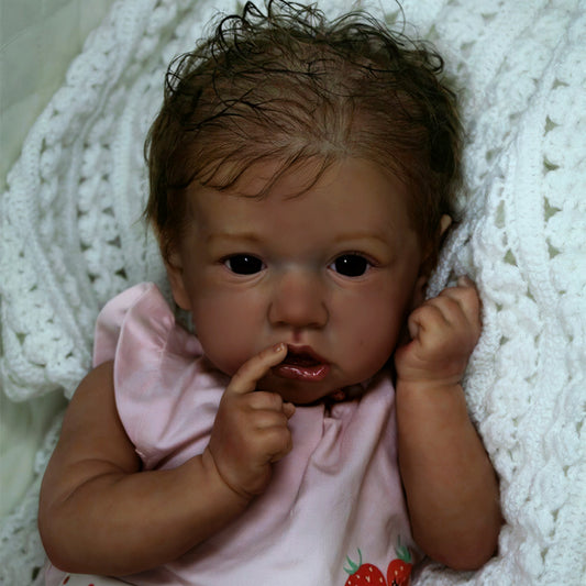 Black Newborns 12'' Curly Hair Realistic Silicone African American Reborn Baby Girl Dolls Ethel