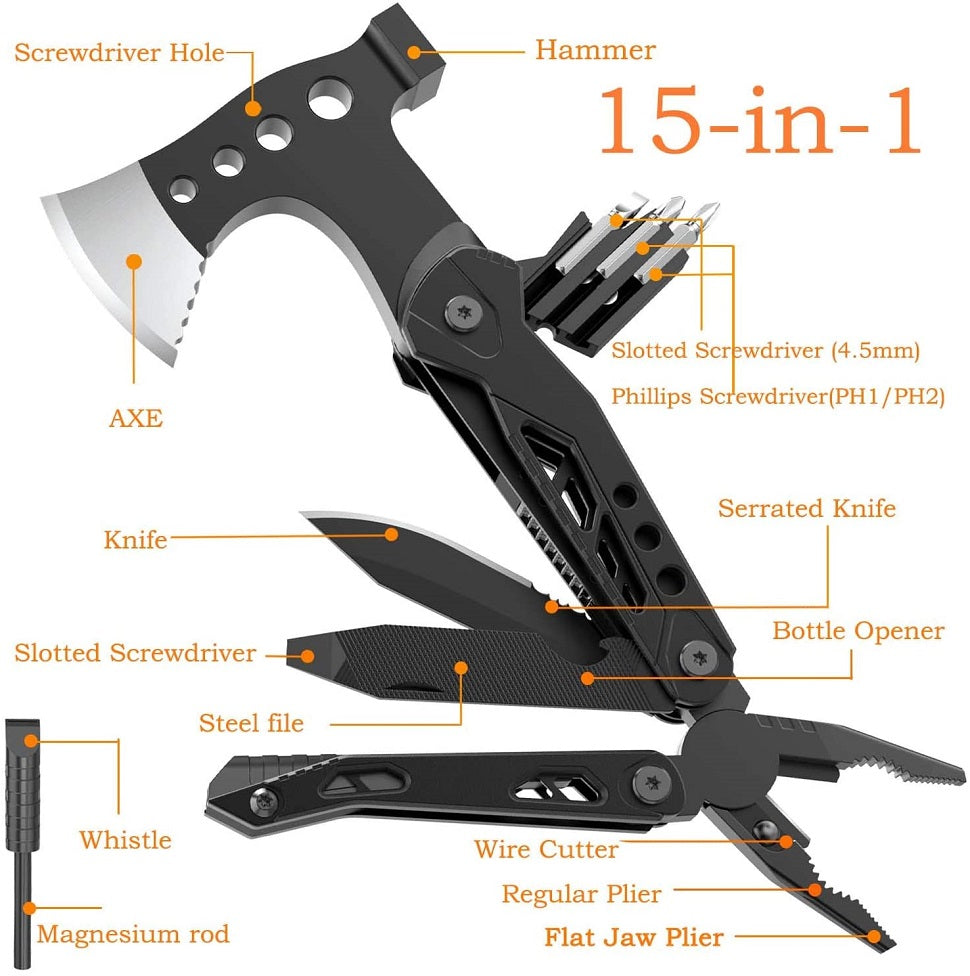 WOLFKING® Camping 15-in-1 Pocket Multitool